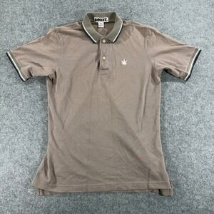 Boast Mens Short Sleeve Pique Polo Shirt Brown Cotton Logo Size M